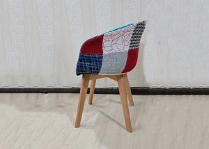 China Patchwork Design Fabric Covered Dining Chairs With Beech Leg on sale