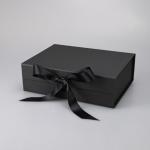 Gold Foil Folding Paper Box Cardboard Magnetic Gift Box With Ribbon