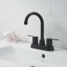 Buy cheap CUPC 4in Centerset 2 Handle Bathroom Faucet In Matte Black from wholesalers