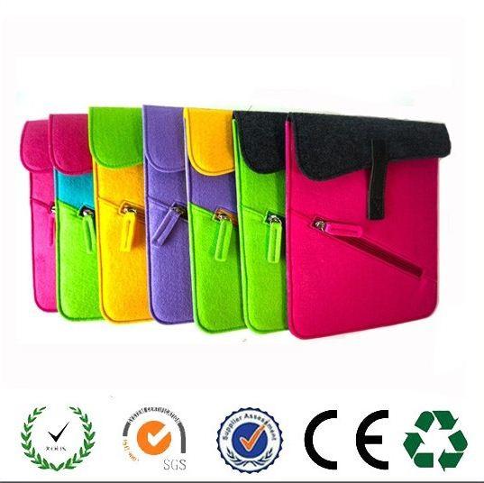Buy cheap Custom purple green yellow felt laptop bag with front zipper pockets from wholesalers