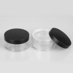 Private Label Clear Matte Cosmetic Loose Powder Sifter Jar with Black Frosted