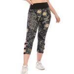 Oversized Printed Hollow Out Yoga Pants Women Breathable Gym Leggings