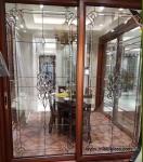 Leaded glass in aluminum sliding door