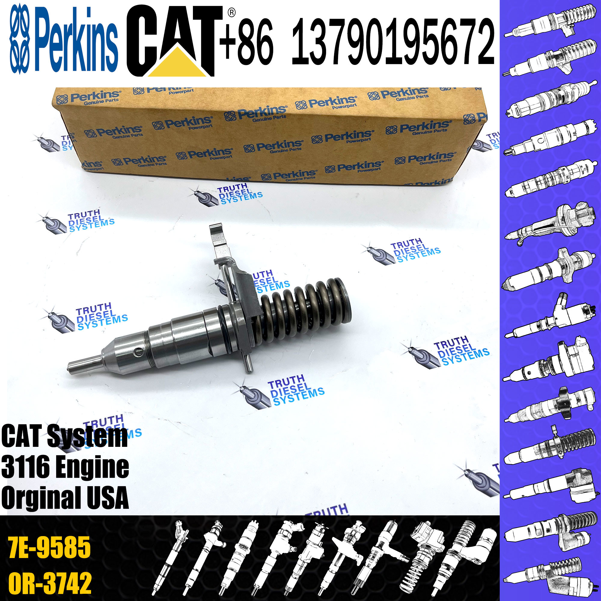 Diesel Fuel Engine Injector 7E9585 7e-9585 for CAT E325B E320B Diesel Engine