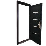 Security Steel Entry Doors , Exterior Entrance Door With Aluminium Strip