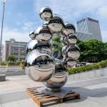 H250cm SS304 SS316 Outdoor Metal Sculpture Hollow Sphere