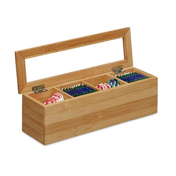 Buy cheap 4 sections bamboo wooden assorted tea box tea organizer from wholesalers