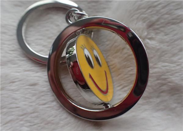 Buy cheap Color Silver Key Chain Personalized Promotional Gifts With Rotatable Smiling Yellow Face from wholesalers
