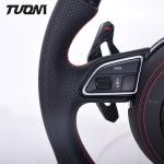 Black Perforated Leather Carbon Fiber Steering Wheel For Audi