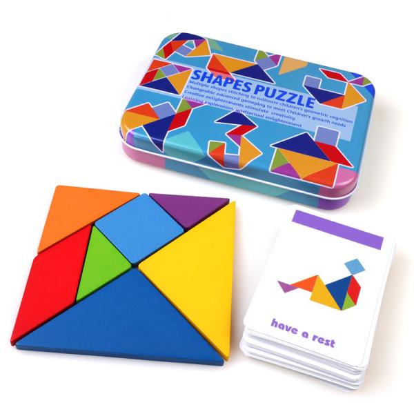 Buy cheap 3D Wooden Pattern Animal Jigsaw Puzzle Colorful Tangram Toy Kids Montessori Early Education Sorting Games Toys Children from wholesalers