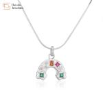 18k Gold Plated Rainbow Jewelry Set Colorful Diamond Gemstone Pendant