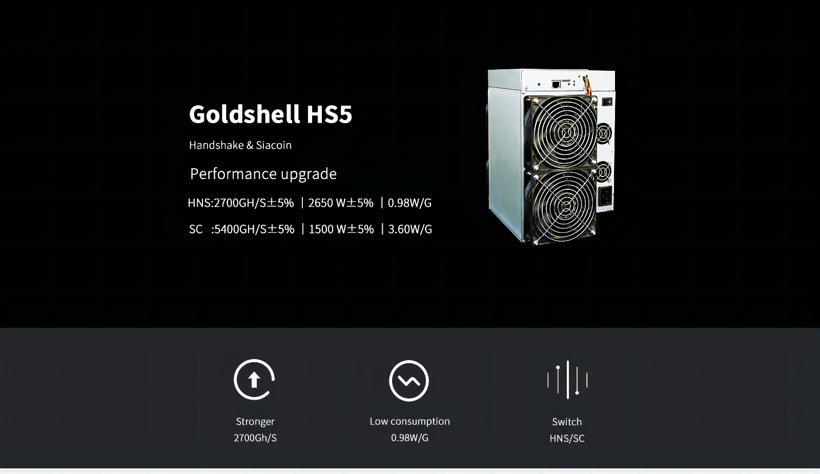 Goldshell HS5 HNS Blake2B 2700GH SC 5400Gh Asic Miner Crypto Mining Machine 1
