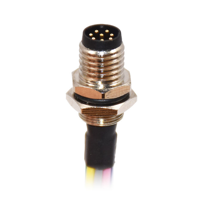 Waterproof M8 Female 8 Pin Panel Mount Circular Connector With Tail