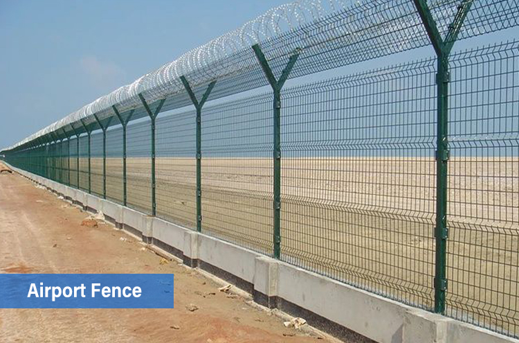 Factory price galvanized and pvc coated anti climb security airport fence prices