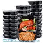 Buy cheap Meal Prep Containers Reusable, 2 Compartment Food Containers With Lids To Go Containers, Black Plastic Containers from wholesalers