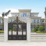 Black Villa School Automatic Cantilever Aluminium Swing Gates Safety Protection