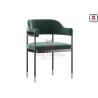 Buy cheap Open Back Upholatered Armrests Dining Chair With Gold Details from wholesalers