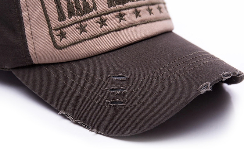 6 Panel Vintage Distressed Baseball Caps Embroidered 58cm 100% Cotton