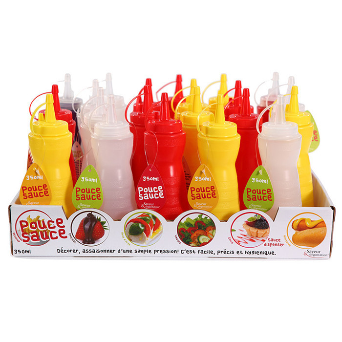 LDPE Squeezy Empty Condiment Bottles 500ml Sauce Bottles With Flip Top Cap