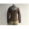 Buy cheap Grey Pu Leather Coat Melange Detachable Hooded Camel Tw74382 from wholesalers