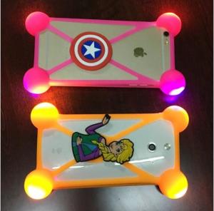 China Hot Sale Universal Silicone Phone Case 3D Cartoon LED Flash Light Phone Cover For Iphone Accessories on sale