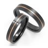 Buy cheap Polished Black Titanium Zirconium Couple Ring With Cubic Zirconia Two Tones IP Rose Gold from wholesalers