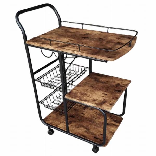 Buy cheap Metal Frame MDF Wood Modern Kitchen Cart Rolling Serving Cart 3 Tier from wholesalers