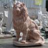 Buy cheap Red Marble Entrance Lion Statues Life Size Animal Sculpture Stone Carving Large Garden Outdoor Decoration from wholesalers