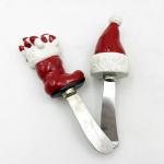 Christmas Santa Hat Boot Hand Painted Handle With Stainless Steel Blade Cheese