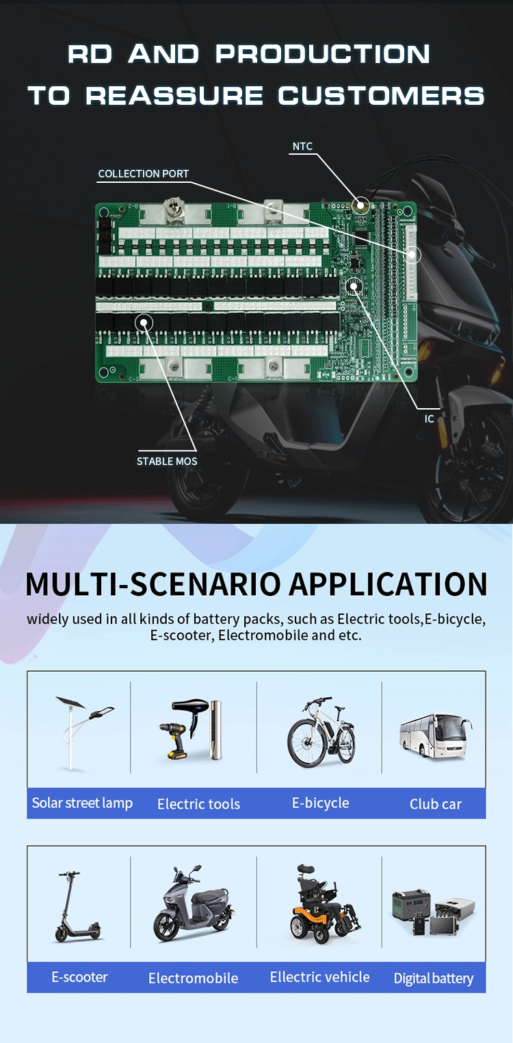 4S-24S E-Tricycles BMS 24S 72V 100A Lifepo4 Smart BMS Lithium Battery Protection Board