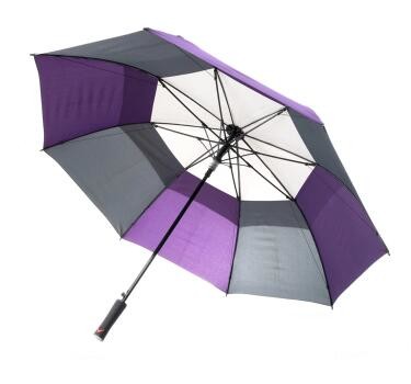 RPET Pongee Metal Frame Double Canopy Golf Umbrella With Fiberglass Ribs