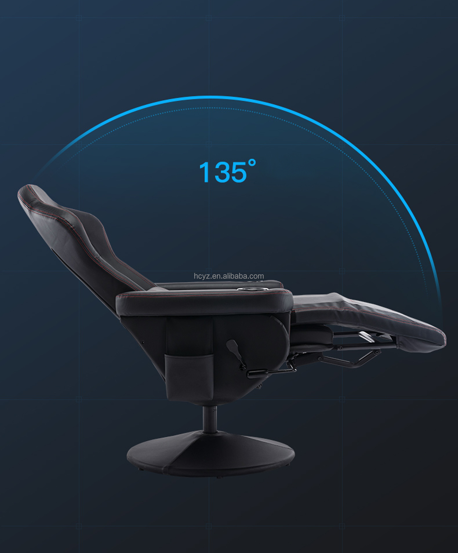 Office/Home/Apartment Gaming Chair with Cup Holder and Adjustable Backrest 90-135°