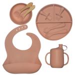 MHC Tableware Baby Silicone Feeding Set Plate Fork And Spoon For Toddlers Kids