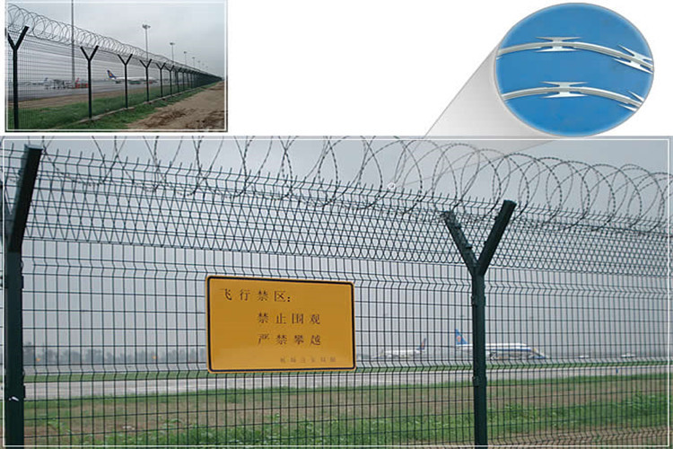 PVC Coated Airport Security Fencing BTO 22 Prison Barbed Wire Fence