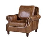 Vintage Brown High Back Leather Armchair , Tall Back Living Room Chairs Strong