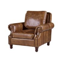 Buy cheap Vintage Brown High Back Leather Armchair , Tall Back Living Room Chairs Strong product
