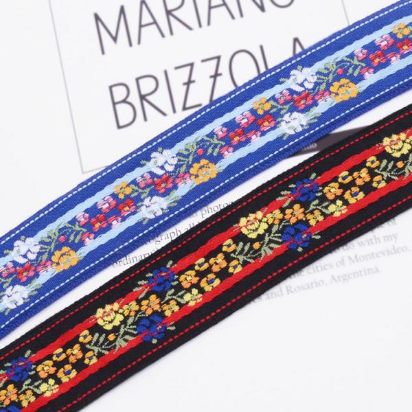 Buy cheap Blue Black Daisy Polyester 35mm Jacquard Ribbon Trim from wholesalers