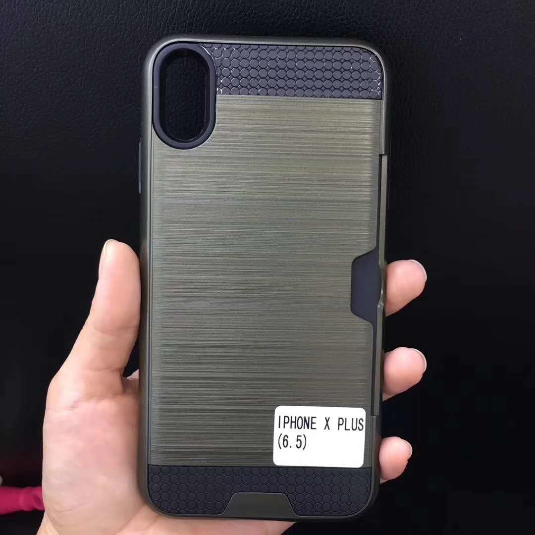 Colorful Metal Brushed with Side Card Pocket Function Protective Shell For LG V10 V20 K8 2018 Q8 Q7+ LV3 2018 G710 X5
