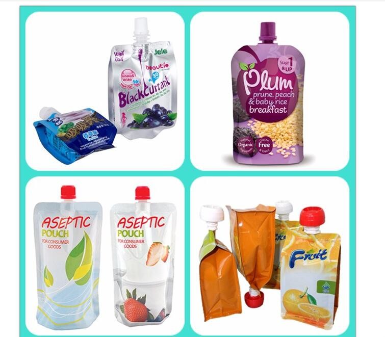 Food Grade Customized Plastic stand up plastic bag spout Top Beverage Bags drink bag with clear spout pouch