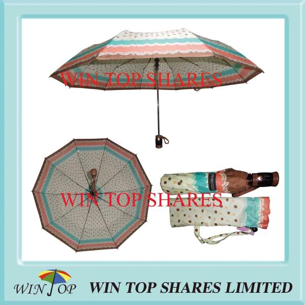 Buy cheap DOT Design Heat Transfer Printing 3 Folds Auto Umbrella from wholesalers