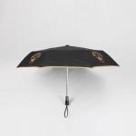 21 inch black auto open close umbrella with logo printing and leather handle