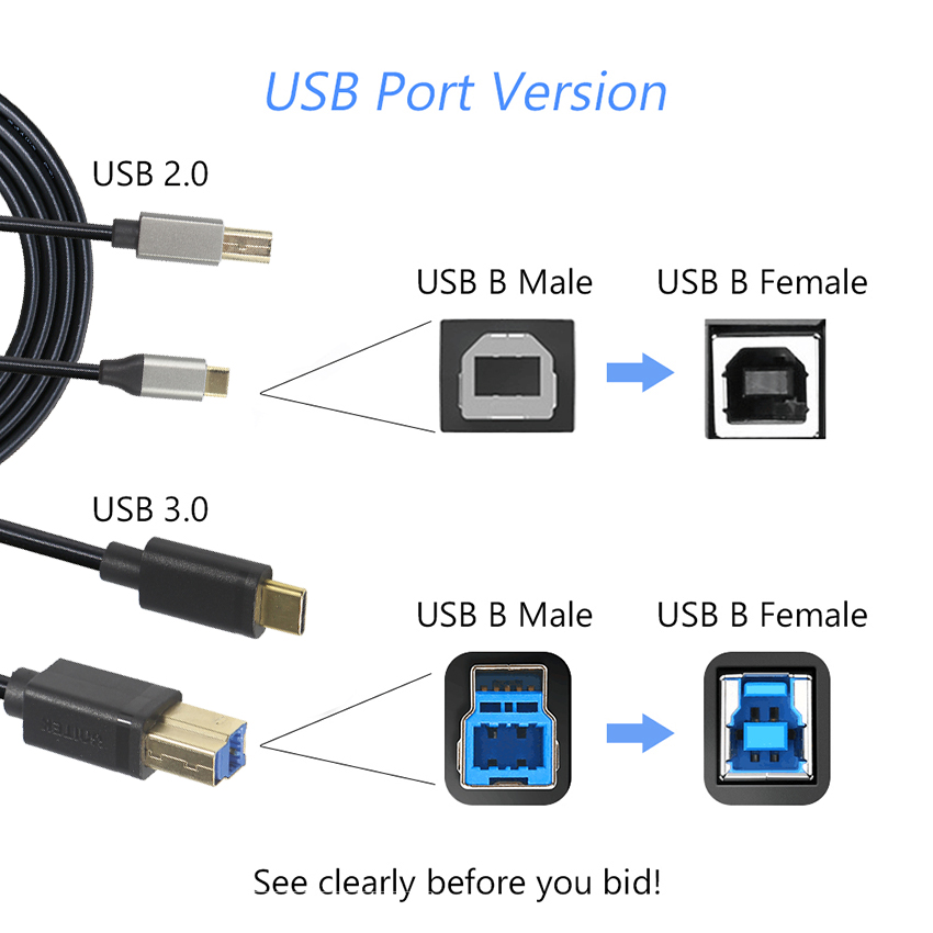 1.8m 6FT USB Data Cable USB a to b Printer Cable US 2725 28/24 AWG