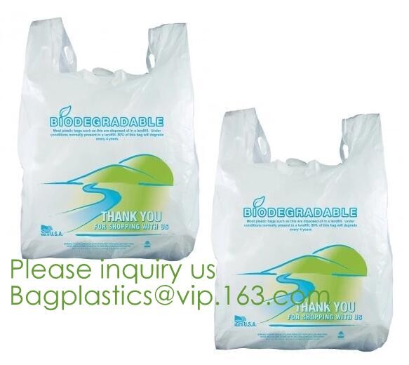 100% Eco-friendly Material Certified PLA Compostable Bag,Corn Starch T Shirt Bag Meet EN13432 BPI Biodegradable And Comp