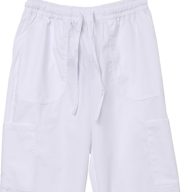 Elastic Waist Draw String White Chef Pants