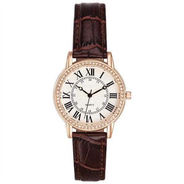 Buy cheap PU Leather Diamond Quartz Watches 377 Battery Roman Scale Water Diamond from wholesalers
