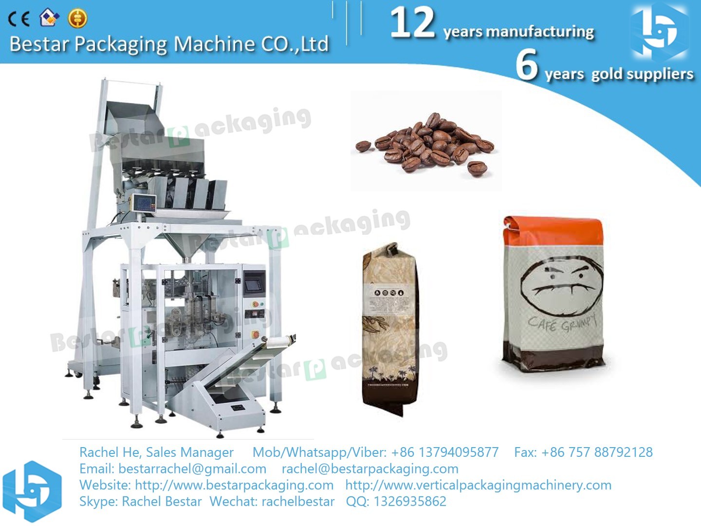 Bestar automatic weighing and packaging machine with 4 heads linear weigher BSTV-550BZ