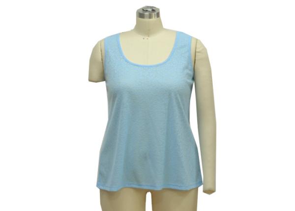 Buy cheap Nice Jacquard Womens Ribbed Tank Tops , Plain Blue Tank Top Logo Printed from wholesalers