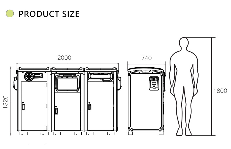 Solar Powered 168L 120L 80L Smart Garbage Bins