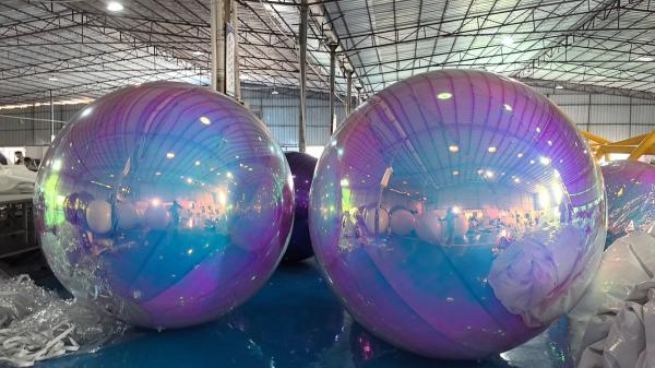 Outdoor Pvc Hanging Inflatable Mirror Balloon Giant Inflatable Silver Mirror