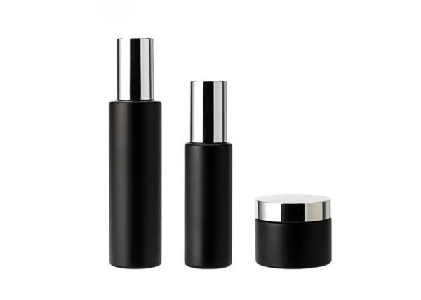 Buy cheap Round Matte Frosted 50ml Black Glass Cosmetic Bottles from wholesalers